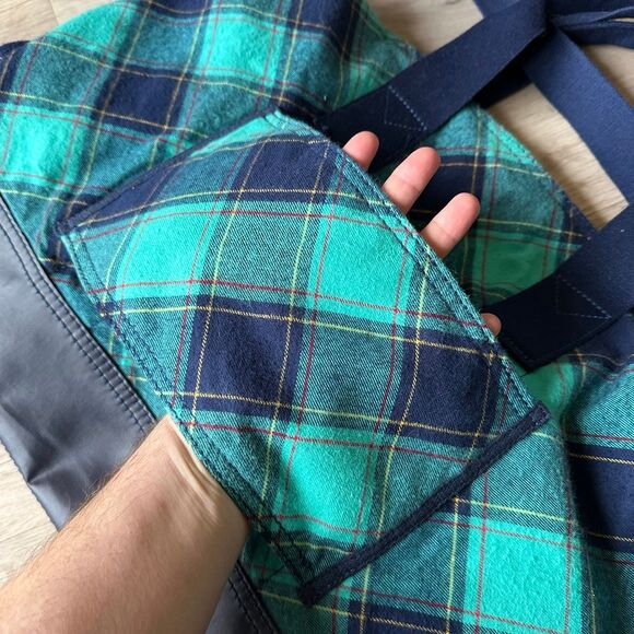 Lands End Weekender Flannel Duffle Bag Blue Green Plaid - Picture 4 of 10